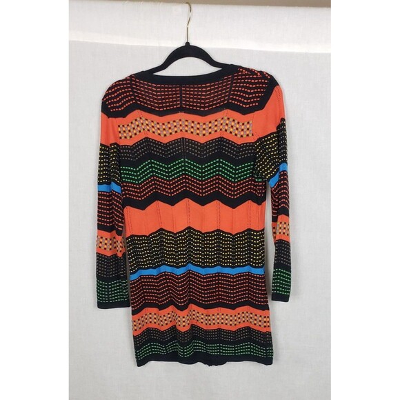 Halloween Cardigan Sweater Button Front M Multicolor Striped Lightweight - Picture 2 of 6